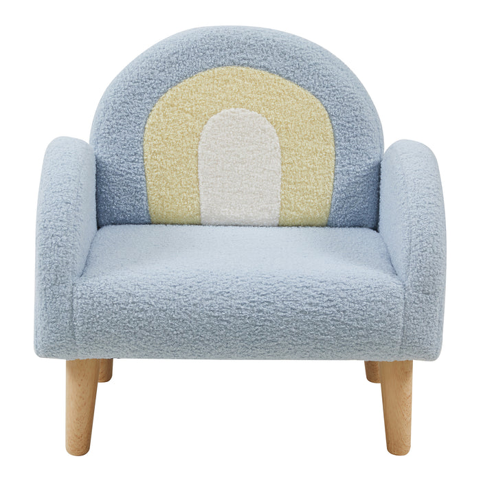 Poltroncina per Bambini Sorreindi Rivestimento Morbido Effetto Peluche - Azzurro [en.casa]