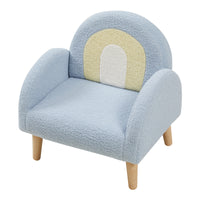 Poltroncina per Bambini Sorreindi Rivestimento Morbido Effetto Peluche - Azzurro [en.casa]