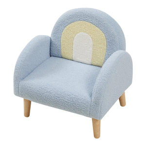 Poltroncina per Bambini Sorreindi Rivestimento Morbido Effetto Peluche - Azzurro [en.casa]