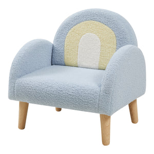 Poltroncina per Bambini Sorreindi Rivestimento Morbido Effetto Peluche - Azzurro [en.casa]