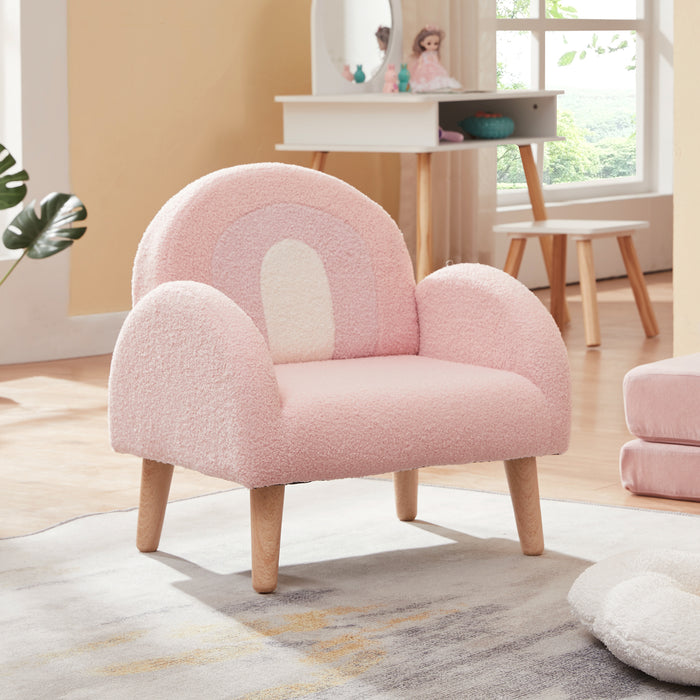 Poltroncina per Bambini Sorreindi Rivestimento Morbido Effetto Peluche - Rosa [en.casa]