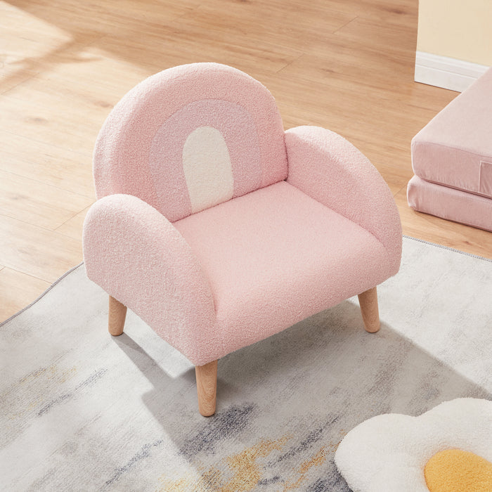 Poltroncina per Bambini Sorreindi Rivestimento Morbido Effetto Peluche - Rosa [en.casa]