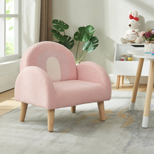 Poltroncina per Bambini Sorreindi Rivestimento Morbido Effetto Peluche - Rosa [en.casa]