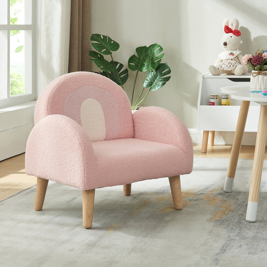 Poltroncina per Bambini Sorreindi Rivestimento Morbido Effetto Peluche - Rosa [en.casa]