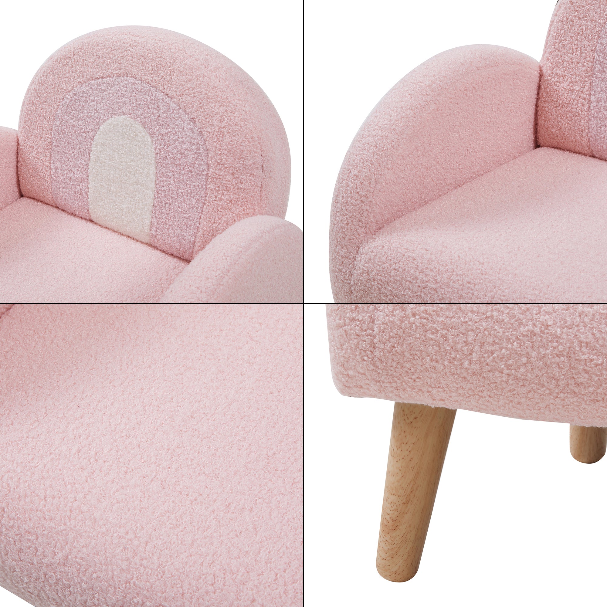 Poltroncina per Bambini Sorreindi Rivestimento Morbido Effetto Peluche - Rosa [en.casa]