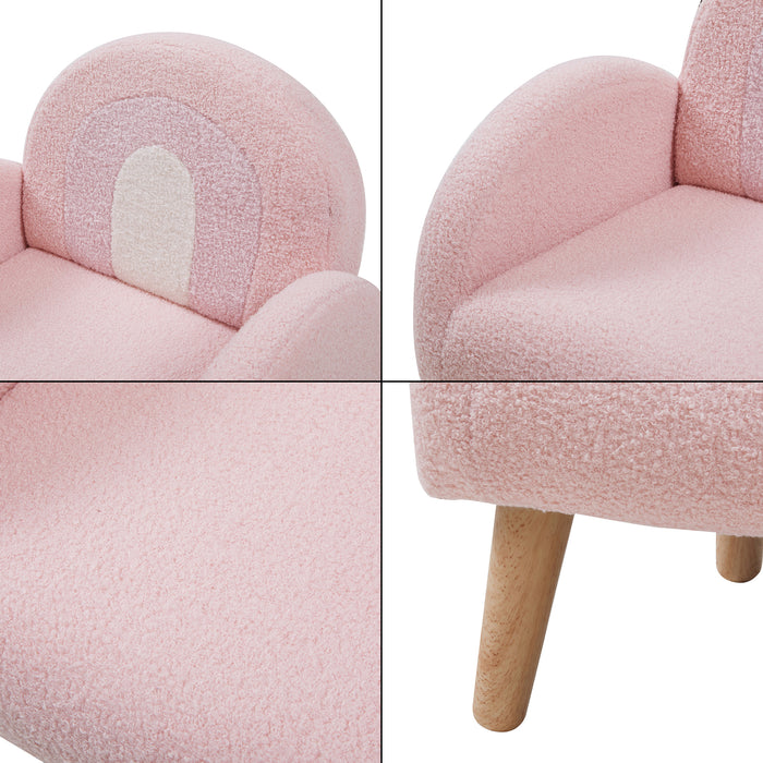 Poltroncina per Bambini Sorreindi Rivestimento Morbido Effetto Peluche - Rosa [en.casa]
