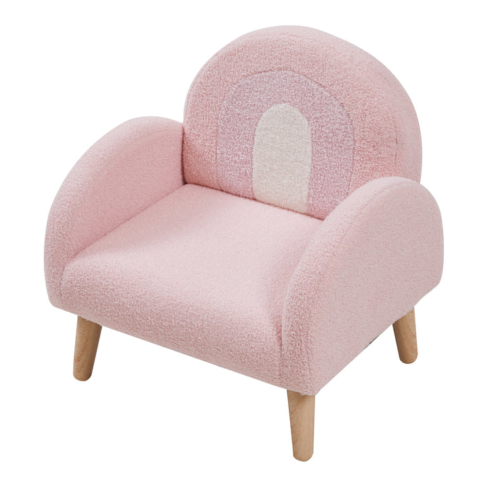 Poltroncina per Bambini Sorreindi Rivestimento Morbido Effetto Peluche - Rosa [en.casa]