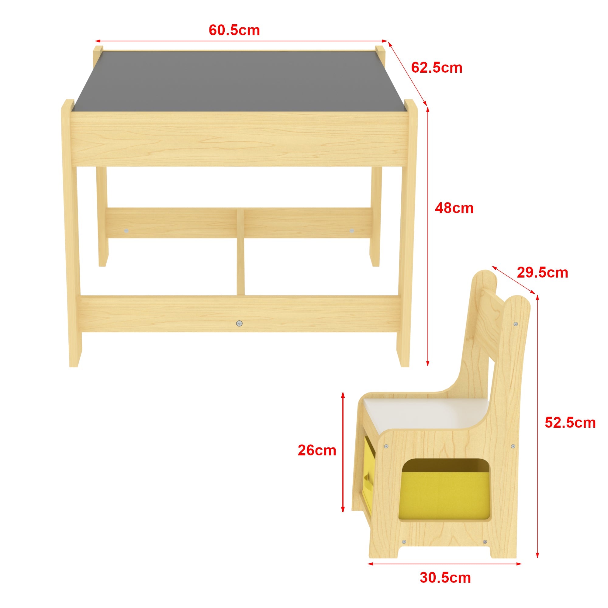 Set tavolo e sedie per bambini con 2 contenitori portaoggetti 03_0008774