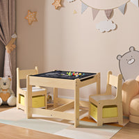 Set Irixoa Tavolo e 2 Sedie per Bambini Piano Lavagna Ribaltabile e Sedie con Cassetti Contenitori [en.casa]