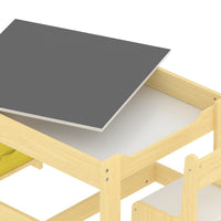 Set Irixoa Tavolo e 2 Sedie per Bambini Piano Lavagna Ribaltabile e Sedie con Cassetti Contenitori [en.casa]