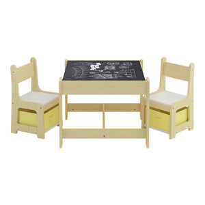 Set Irixoa Tavolo e 2 Sedie per Bambini Piano Lavagna Ribaltabile e Sedie con Cassetti Contenitori [en.casa]