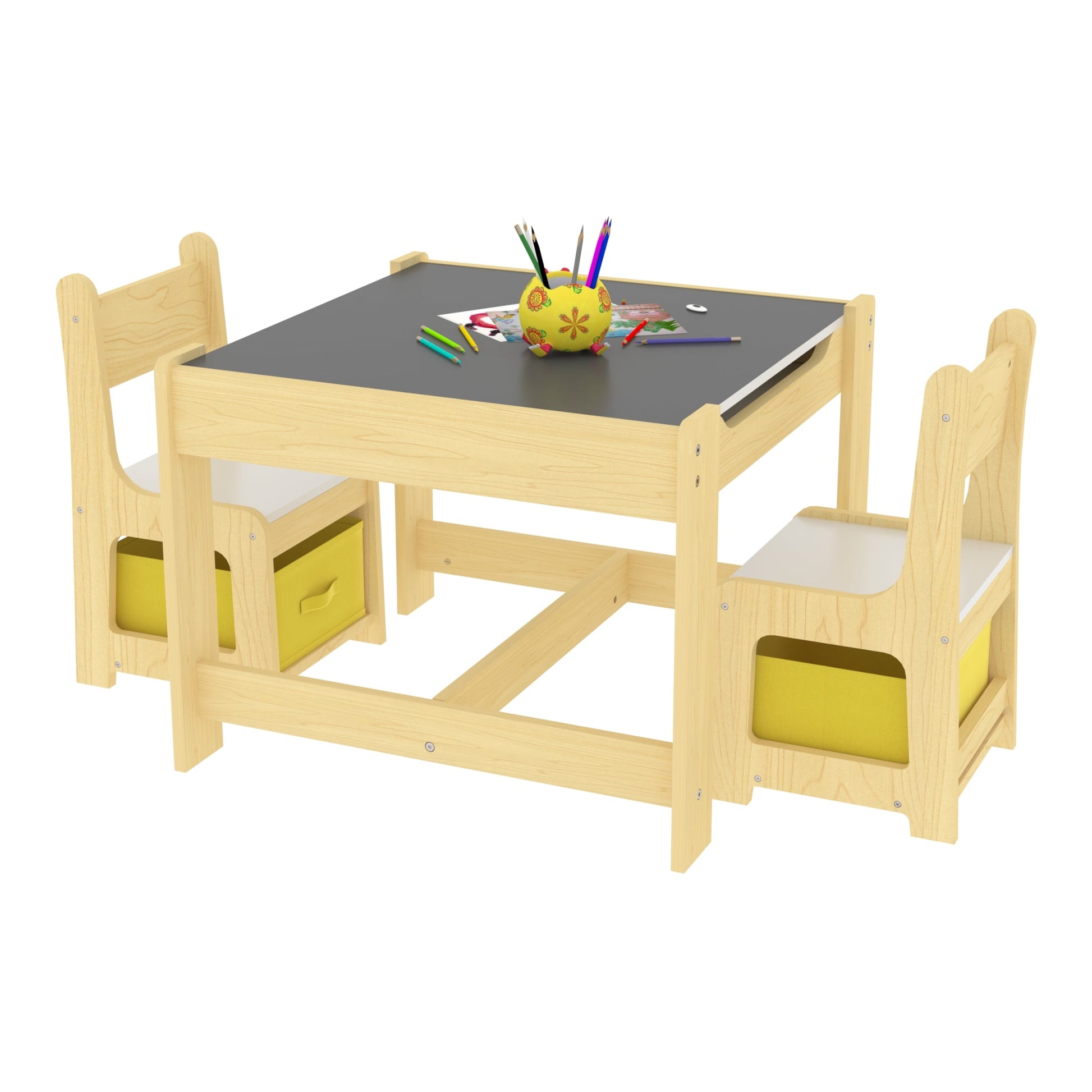 Set tavolo e sedie per bambini con 2 contenitori portaoggetti 03_0008774