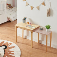 Tavolo per Bambini Skellefteå con Piano Estraibile - Legno Naturale / Rosa [en.casa]