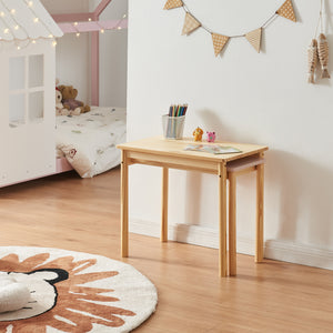 Tavolo per Bambini Skellefteå con Piano Estraibile - Legno Naturale / Rosa [en.casa]