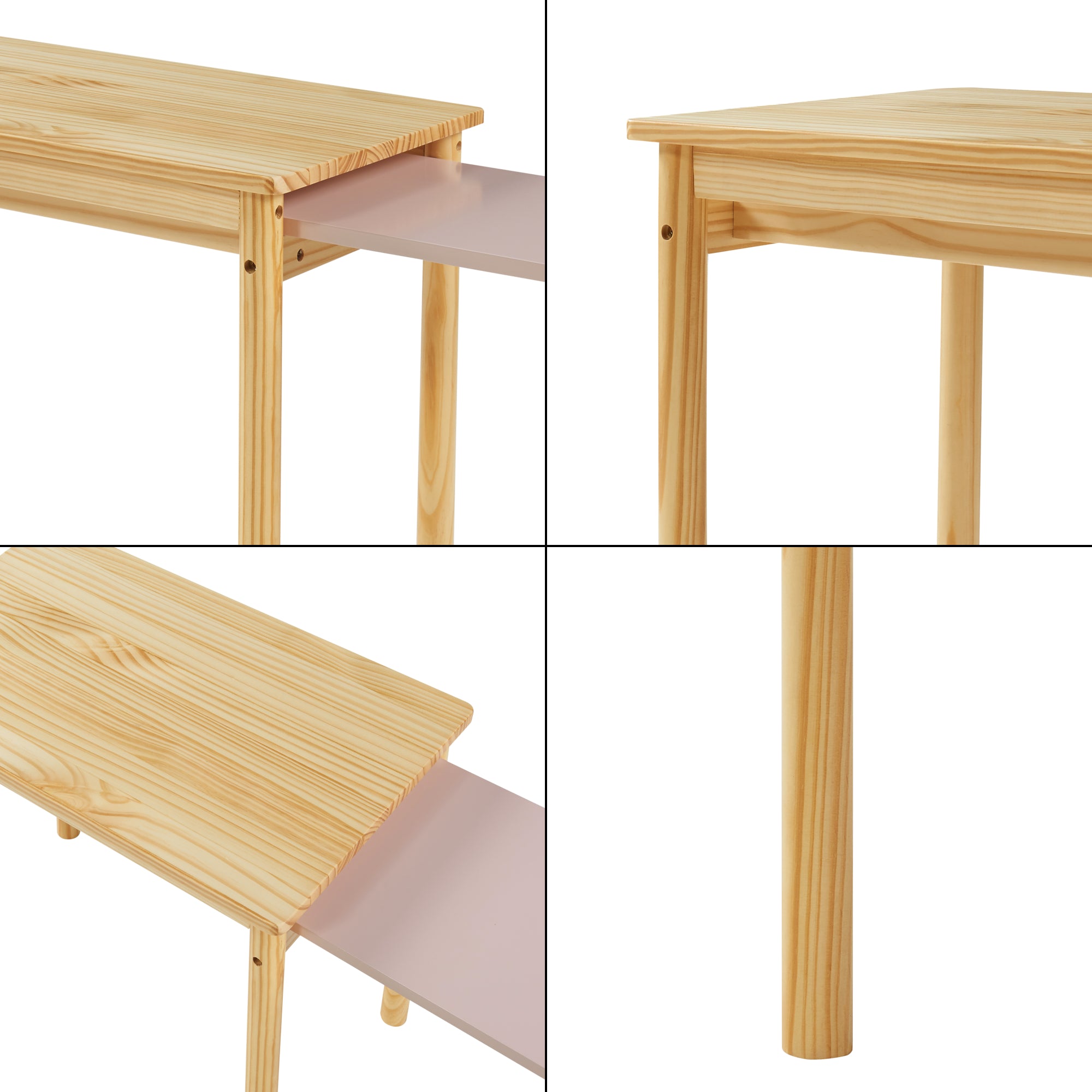Tavolo per Bambini Skellefteå con Piano Estraibile - Legno Naturale / Rosa [en.casa]