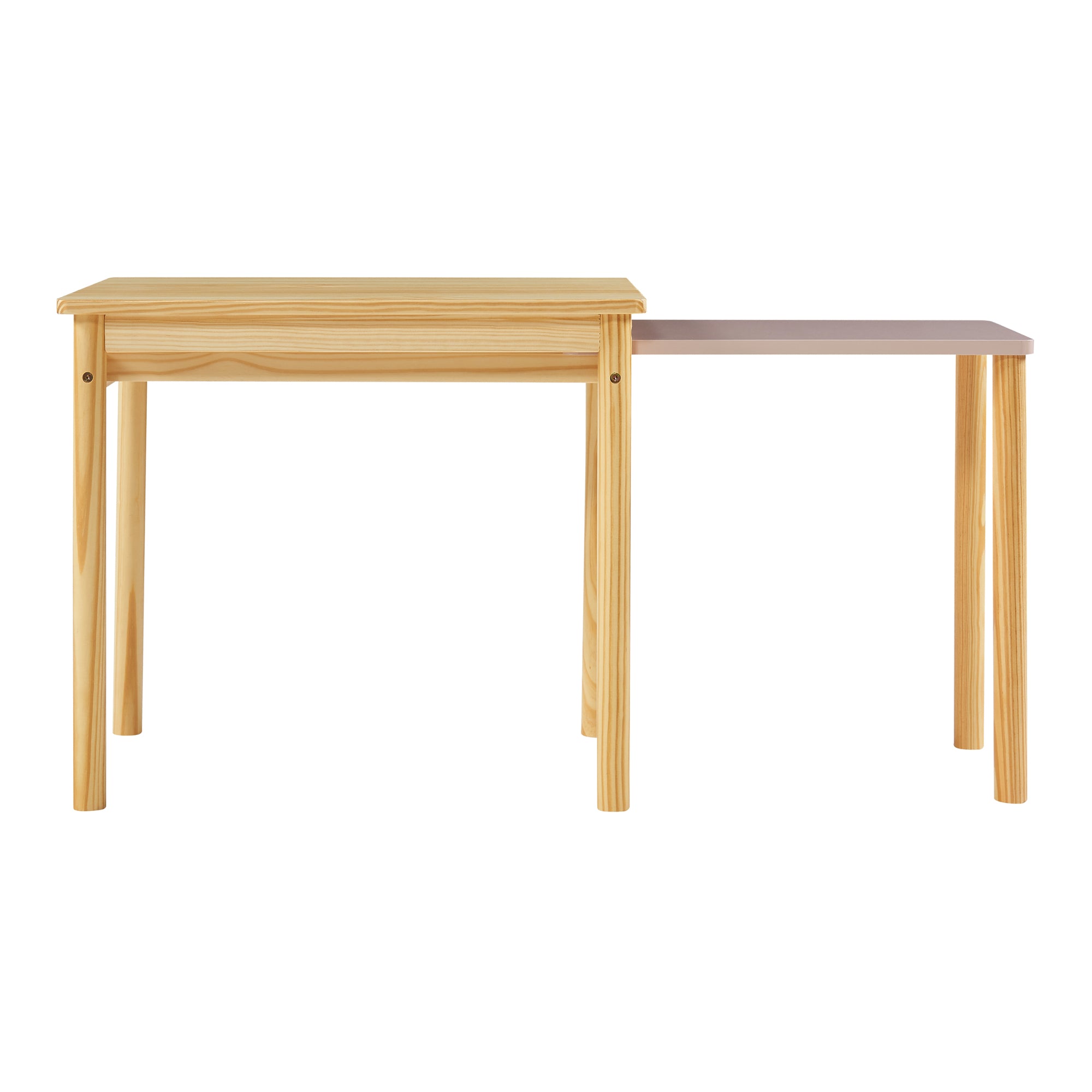 Tavolo per Bambini Skellefteå con Piano Estraibile - Legno Naturale / Rosa [en.casa]