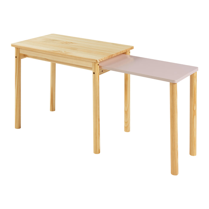 Tavolo per Bambini Skellefteå con Piano Estraibile - Legno Naturale / Rosa [en.casa]