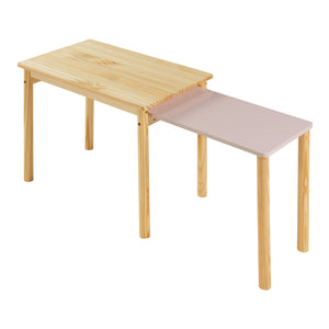 Tavolo per Bambini Skellefteå con Piano Estraibile - Legno Naturale / Rosa [en.casa]