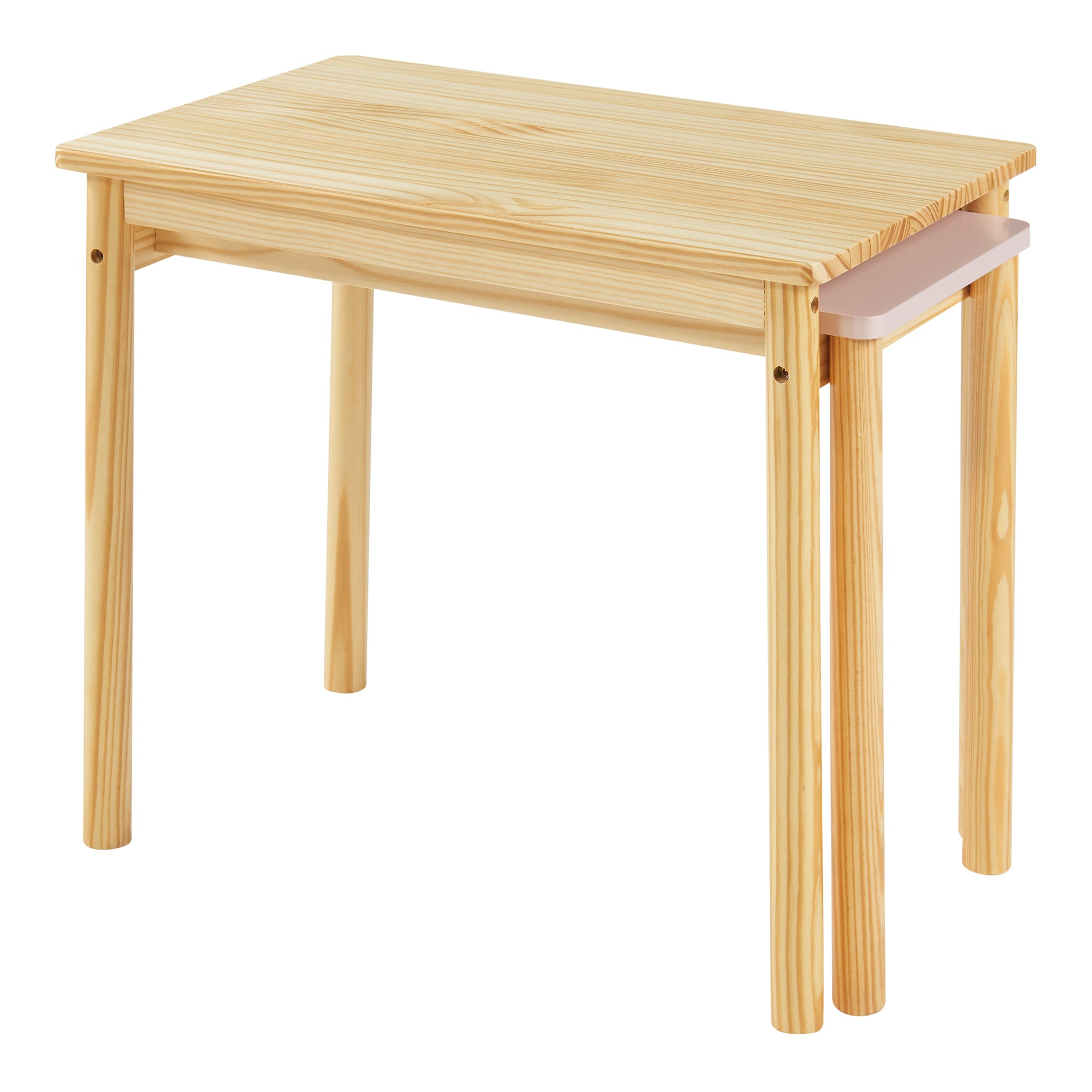 Tavolo per Bambini Skellefteå con Piano Estraibile - Legno Naturale / Rosa [en.casa]
