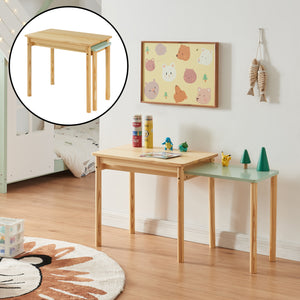 Tavolo per Bambini Skellefteå con Piano Estraibile - Legno Naturale / Menta Verde [en.casa]