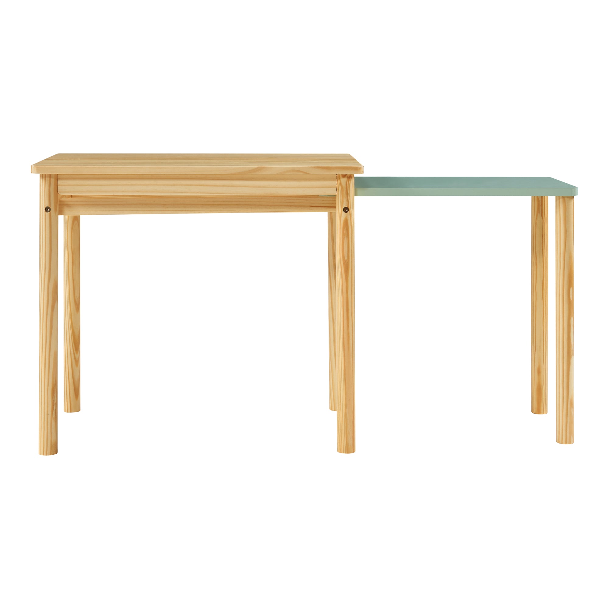 Tavolo per Bambini Skellefteå con Piano Estraibile - Legno Naturale / Menta Verde [en.casa]