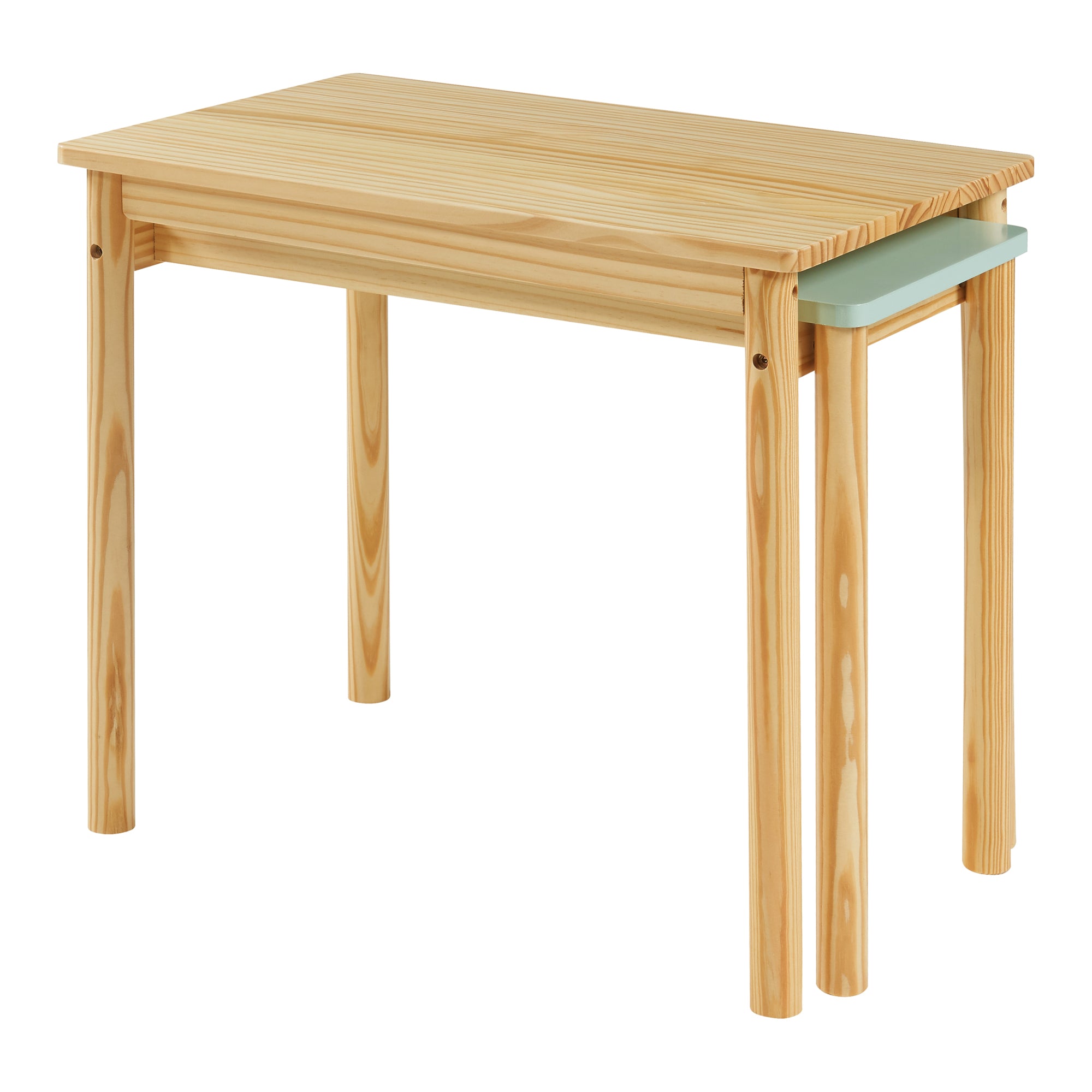Tavolo per Bambini Skellefteå con Piano Estraibile - Legno Naturale / Menta Verde [en.casa]