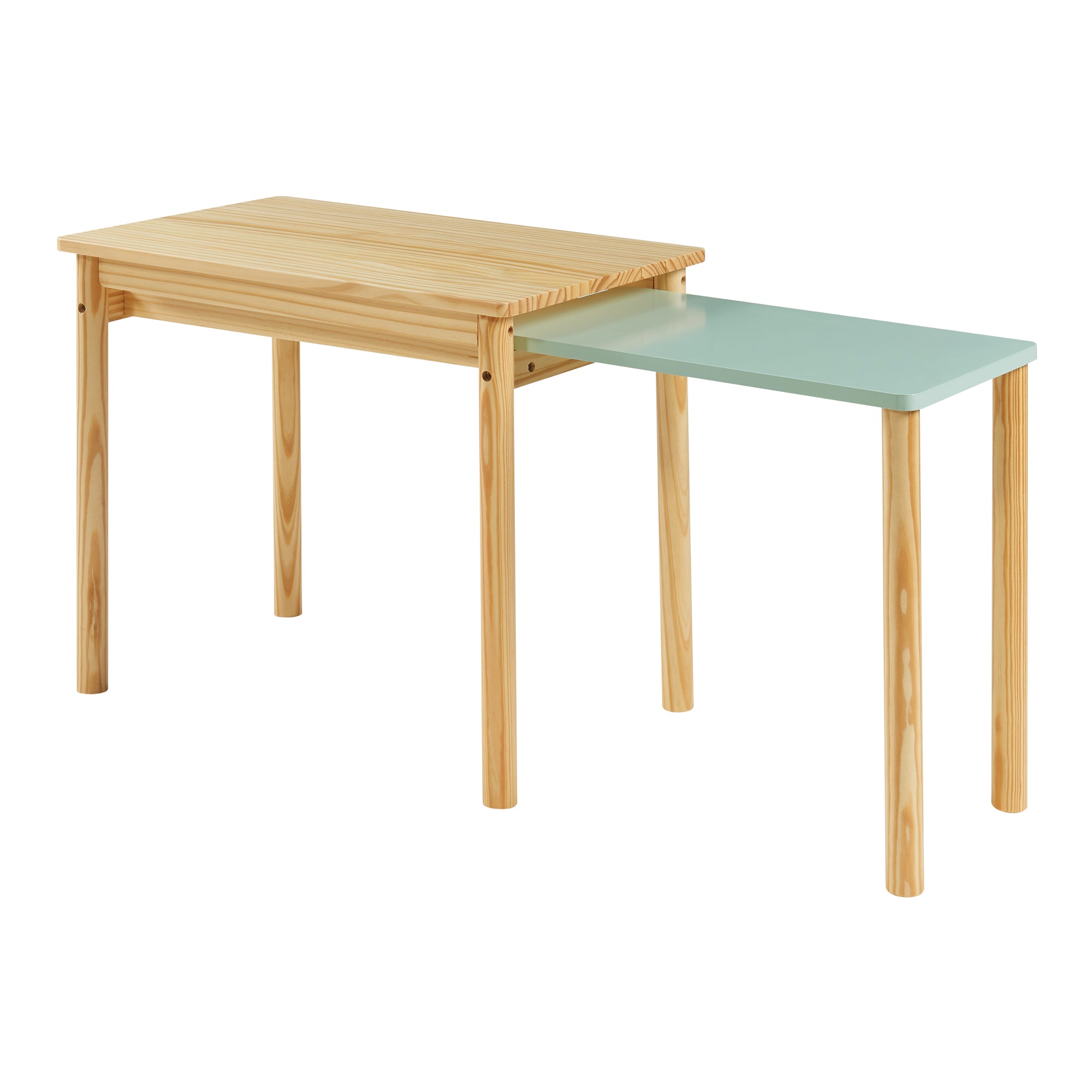 Tavolo per Bambini Skellefteå con Piano Estraibile - Legno Naturale / Menta Verde [en.casa]