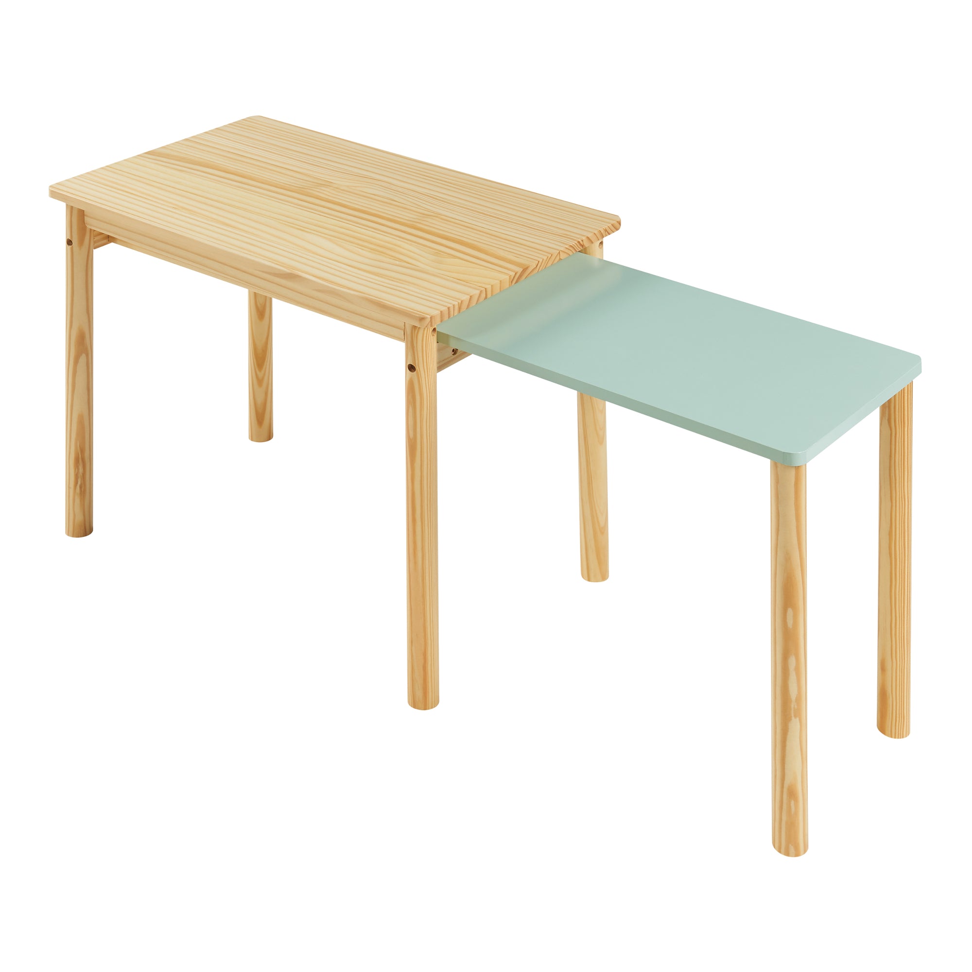 Tavolo per Bambini Skellefteå con Piano Estraibile - Legno Naturale / Menta Verde [en.casa]