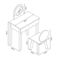 Set di Toeletta Vestnes Tavolino da Trucco con Sedia per Cameretta - Rosa/Bianco [en.casa]