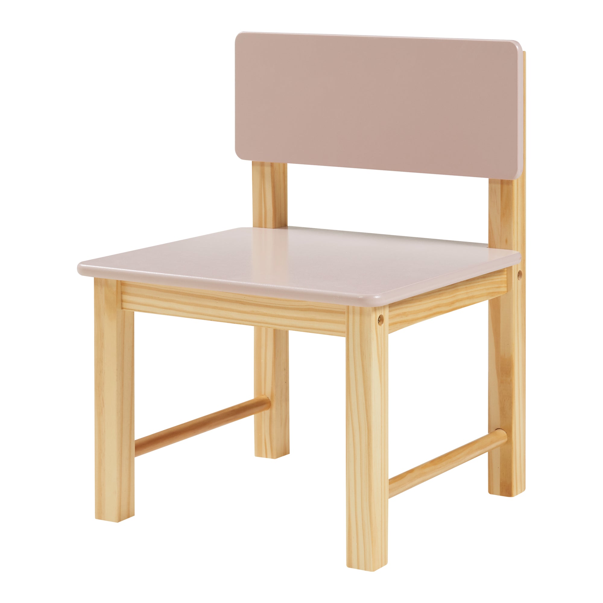 Set Skjåk Tavolo e Sedia per Bimbi - Legno Naturale / Rosa [en.casa]