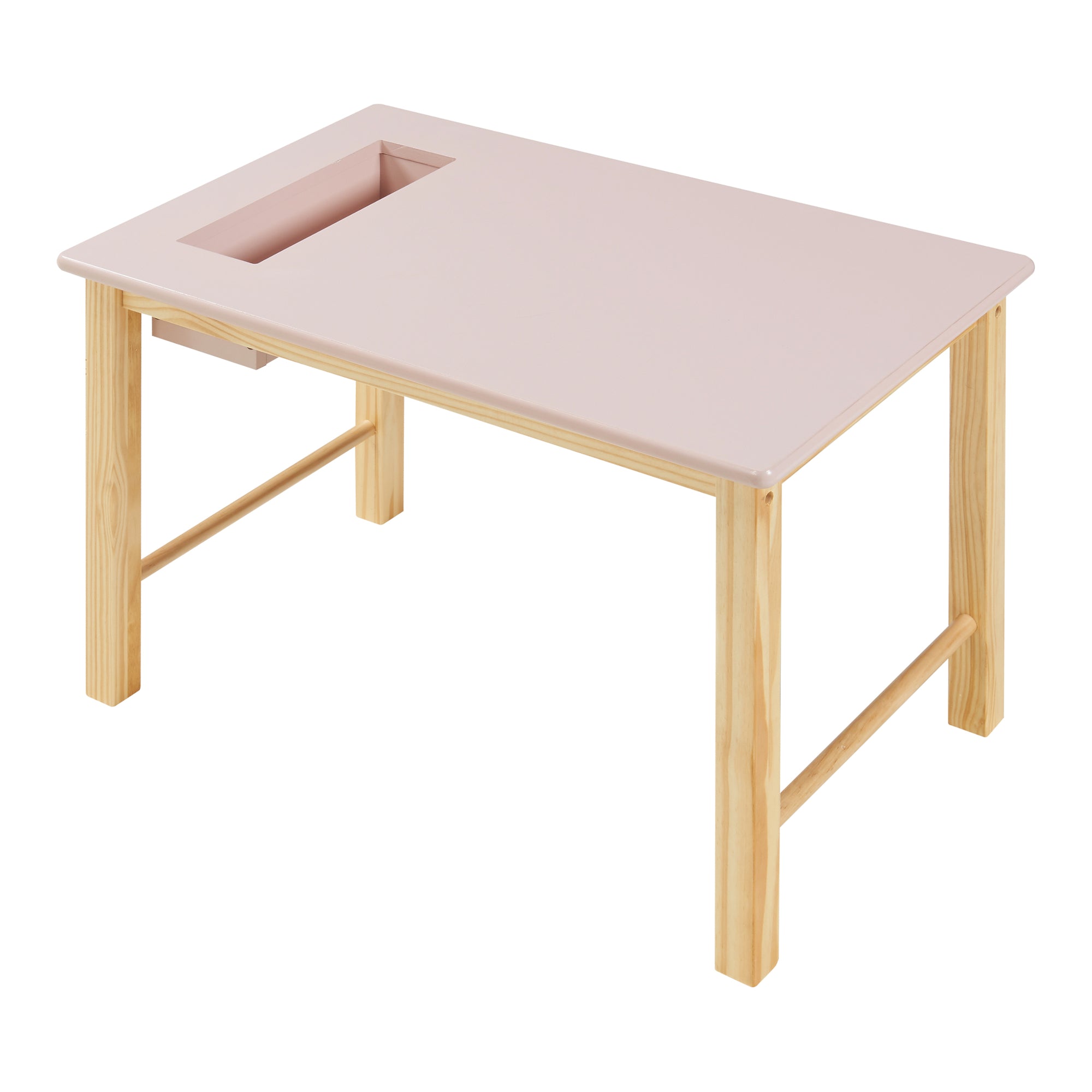 Set Skjåk Tavolo e Sedia per Bimbi - Legno Naturale / Rosa [en.casa]