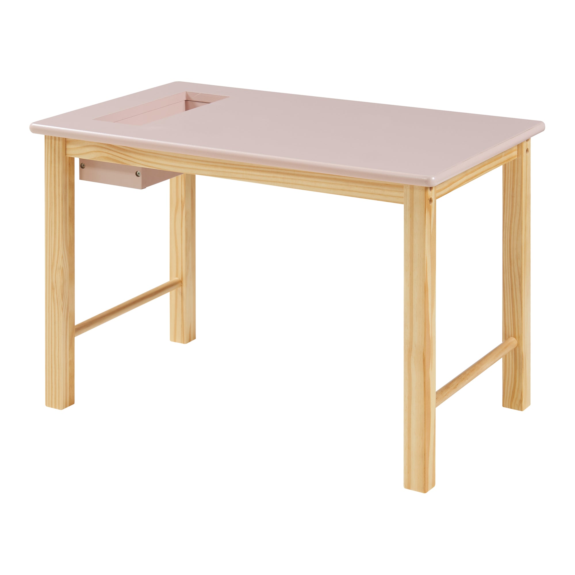 Set Skjåk Tavolo e Sedia per Bimbi - Legno Naturale / Rosa [en.casa]