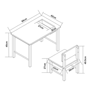 Set Skjåk Tavolo e Sedia per Bimbi - Legno Naturale / Menta Verde [en.casa]