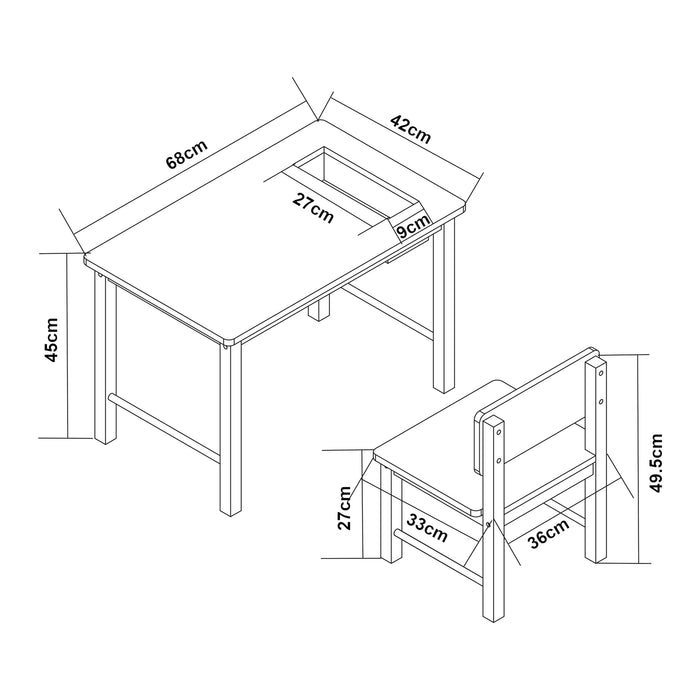Set Skjåk Tavolo e Sedia per Bimbi - Legno Naturale / Menta Verde [en.casa]