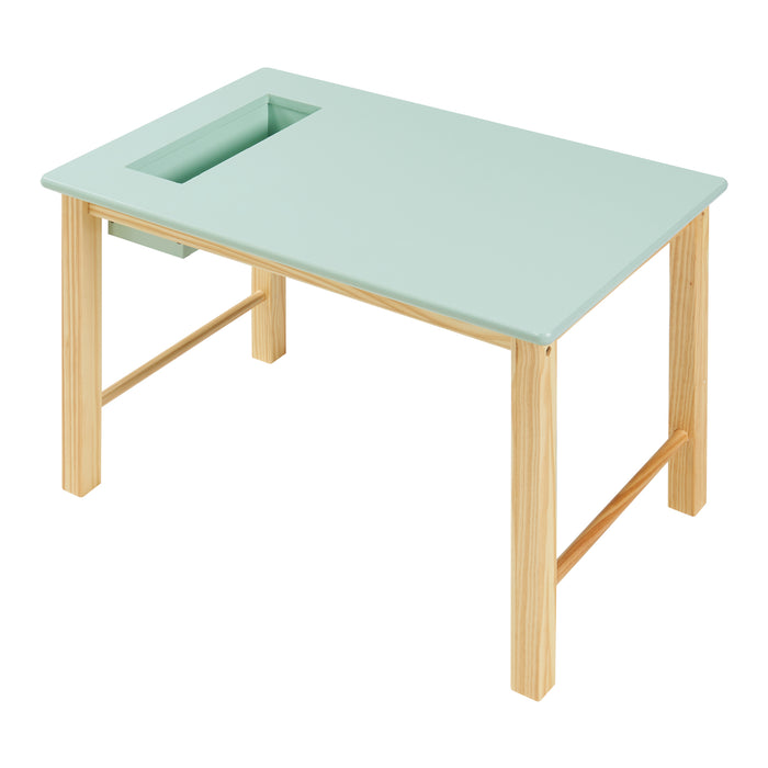 Set Skjåk Tavolo e Sedia per Bimbi - Legno Naturale / Menta Verde [en.casa]