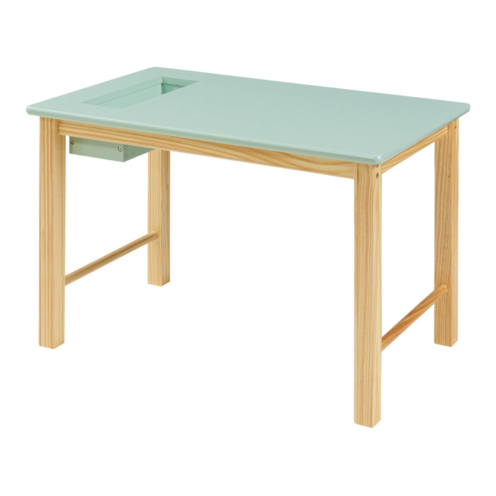 Set Skjåk Tavolo e Sedia per Bimbi - Legno Naturale / Menta Verde [en.casa]