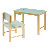 Set Skjåk Tavolo e Sedia per Bimbi - Legno Naturale / Menta Verde [en.casa]