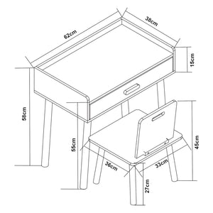 Set Skjervøy Tavolo e Sedia per Bimbi - Legno Naturale / Bianco [en.casa]