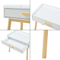 Set Skjervøy Tavolo e Sedia per Bimbi - Legno Naturale / Bianco [en.casa]