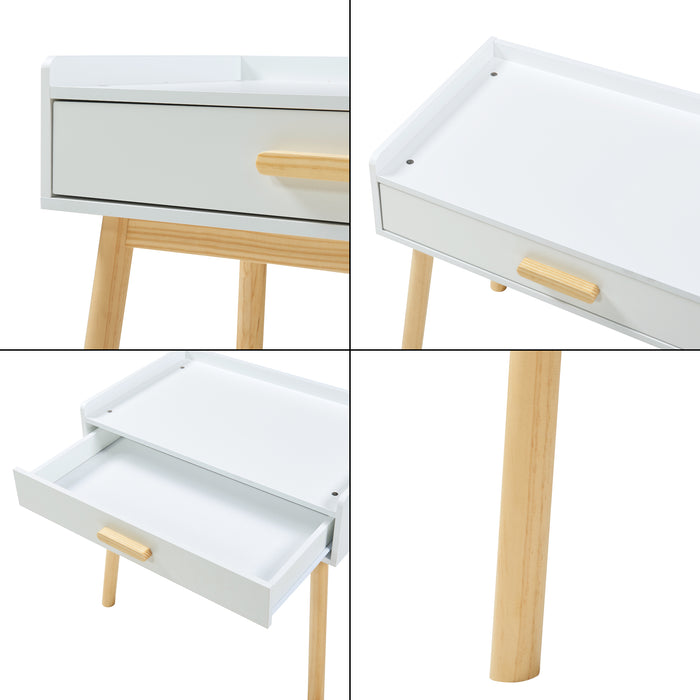 Set Skjervøy Tavolo e Sedia per Bimbi - Legno Naturale / Bianco [en.casa]