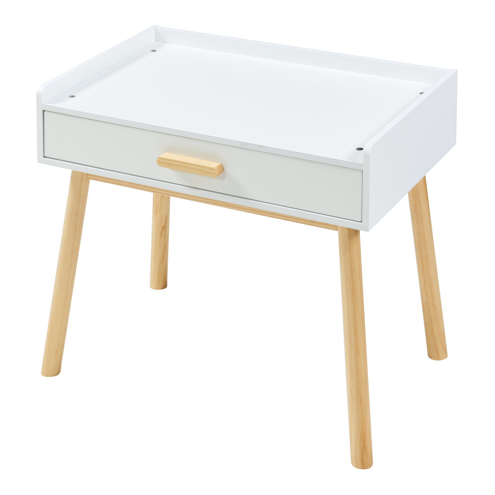 Set Skjervøy Tavolo e Sedia per Bimbi - Legno Naturale / Bianco [en.casa]