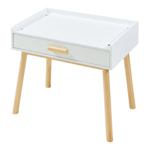 Set Skjervøy Tavolo e Sedia per Bimbi - Legno Naturale / Bianco [en.casa]