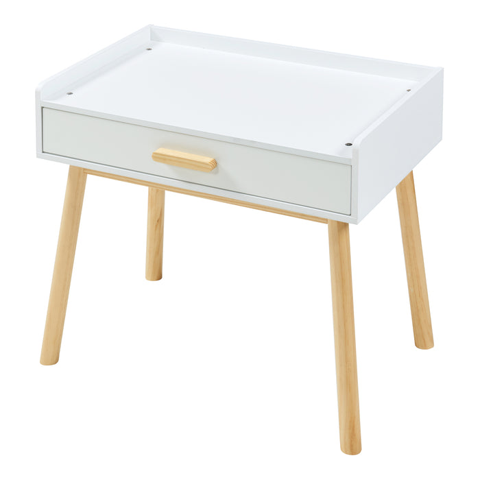 Set Skjervøy Tavolo e Sedia per Bimbi - Legno Naturale / Bianco [en.casa]