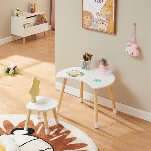 Set Lallega di 2 Mobili per Cameretta Scrivania e Sedia - Bianco/Naturale [en.casa]