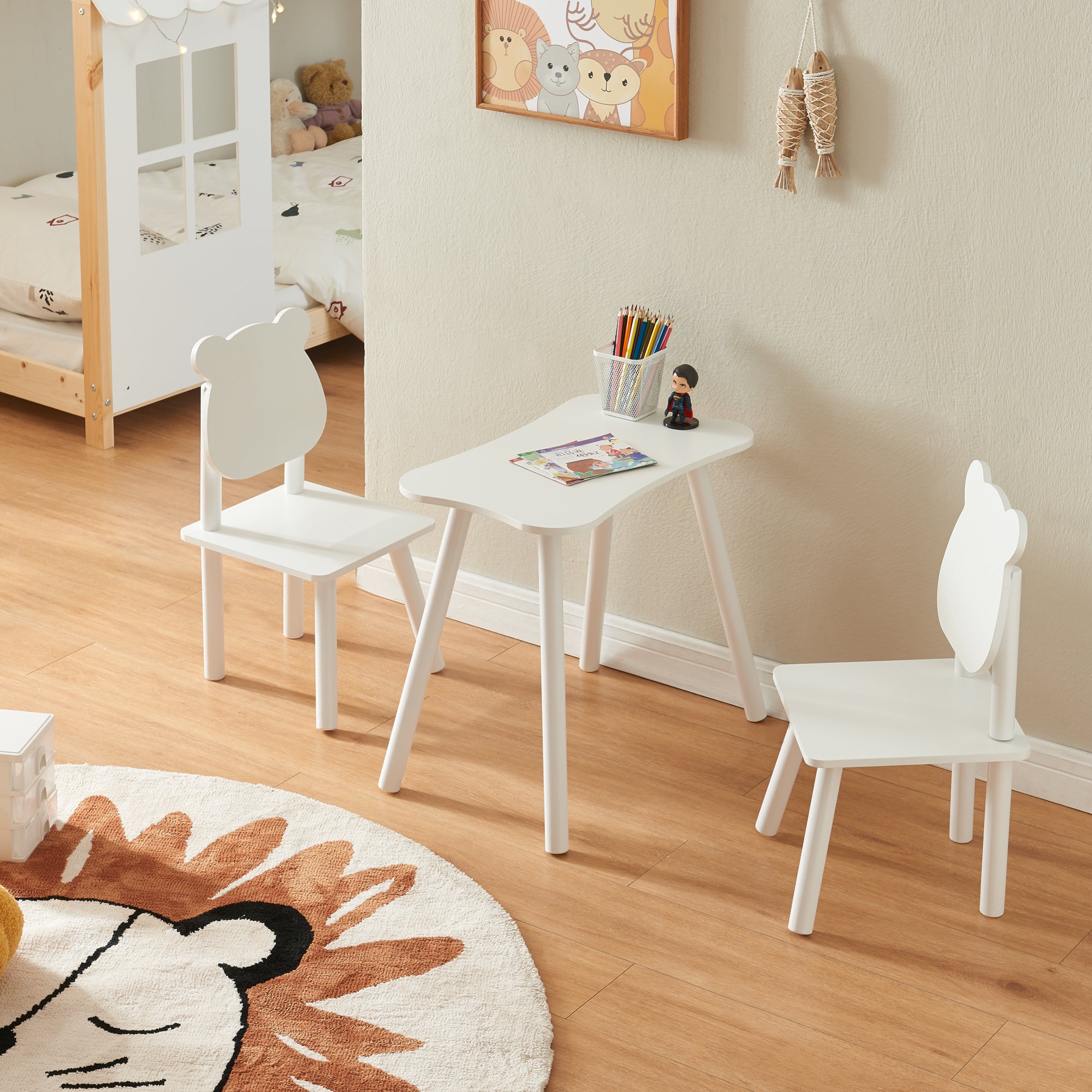 Set Panjang Tavolo e 2 Sedie per Bimbi - Bianco [en.casa]