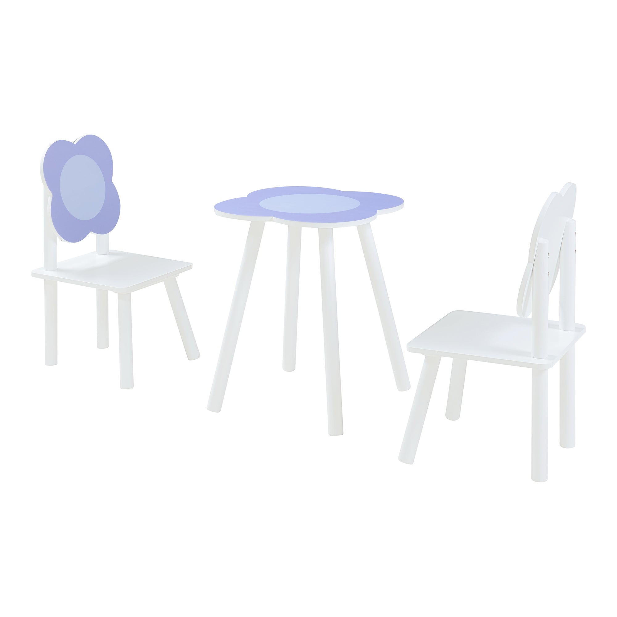 Set Simrishamn Tavolo e 2 Sedie per Bimbi - Bianco / Viola [en.casa]