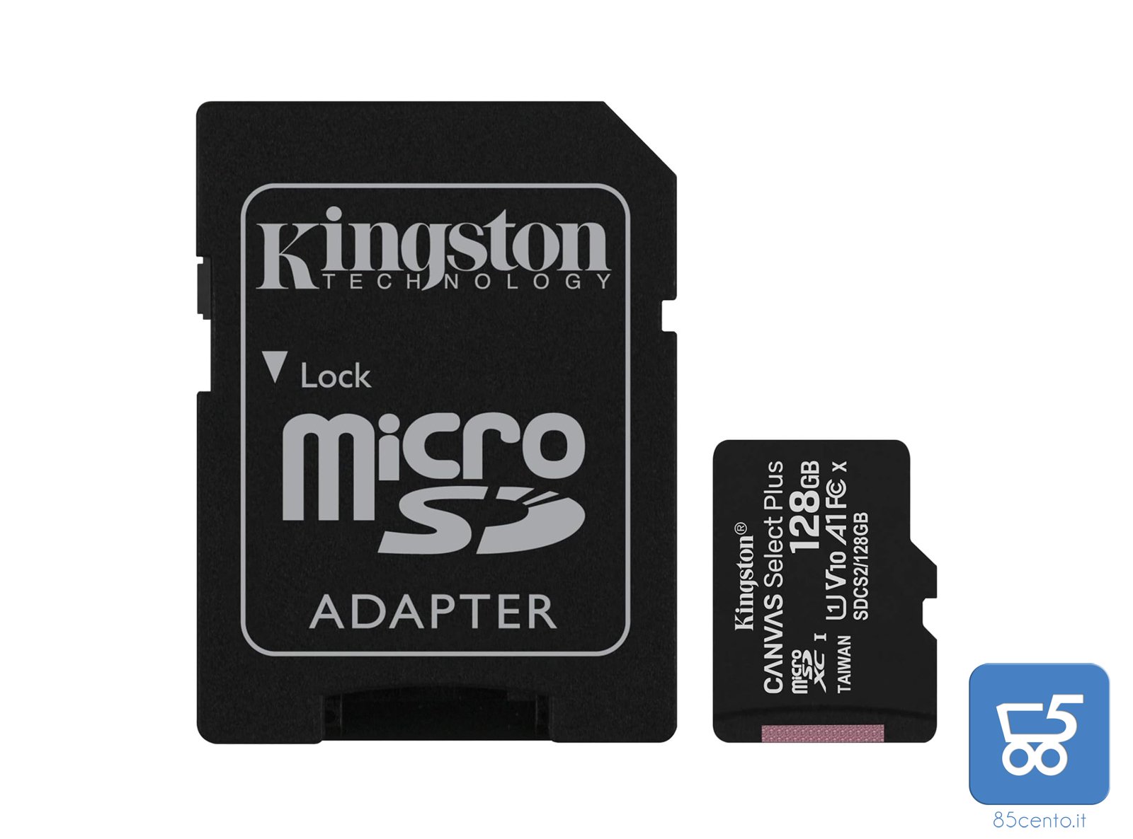 Kingston Micro SD da 128Gb Canvas Select Plus SDCS2/128GB Scheda microSD Classe 10 con Adattatore SD Incluso per Smartphone Tablet IP Camera