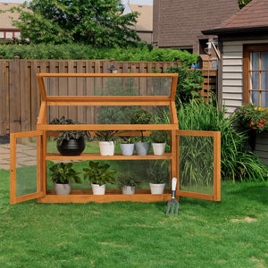 Kinto - Mini Serra 90x70x37 cm per Interno ed Esterno Porta Piante in Legno di Abete e Policarbonato