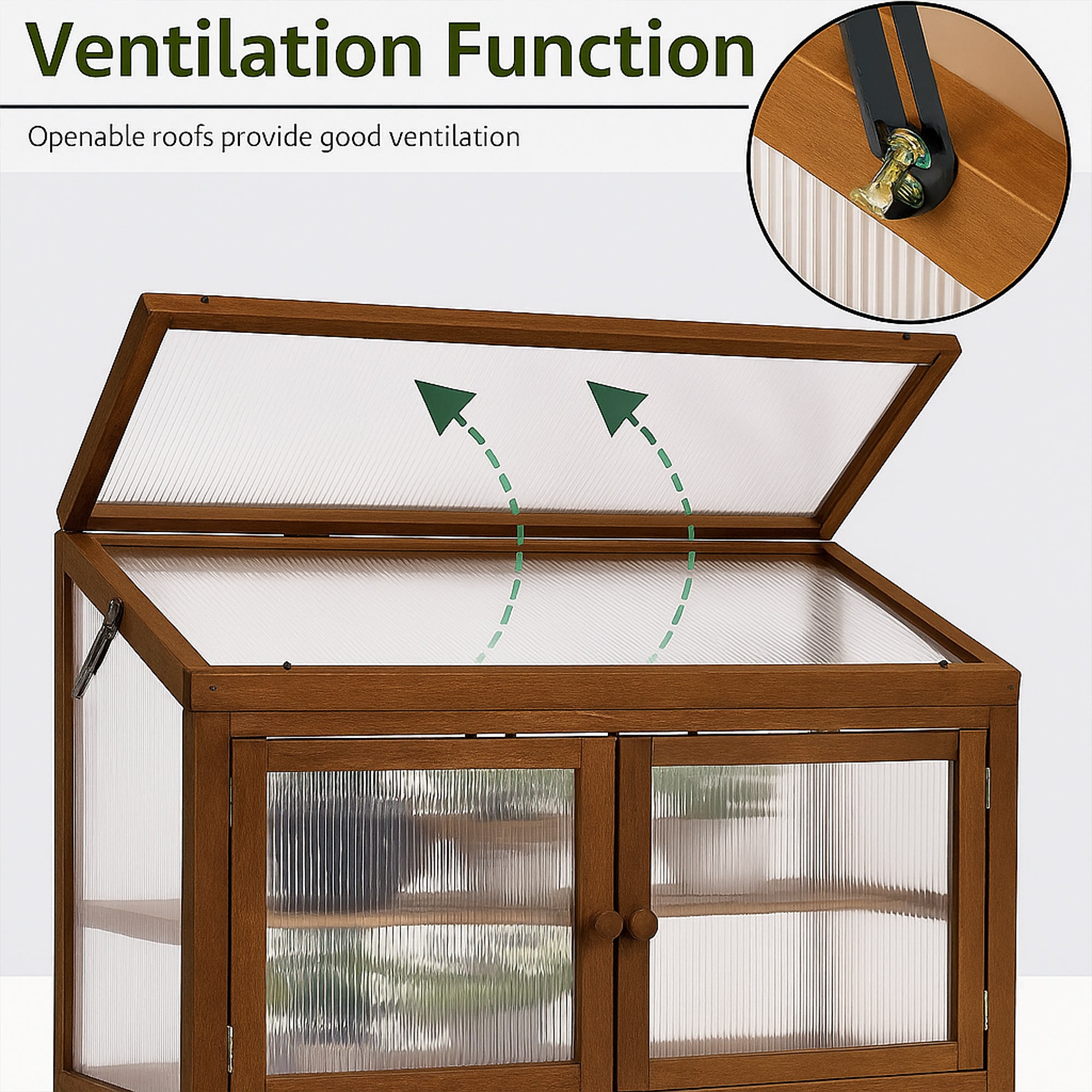 Kinto - Mini Serra 90x70x37 cm per Interno ed Esterno Porta Piante in Legno di Abete e Policarbonato