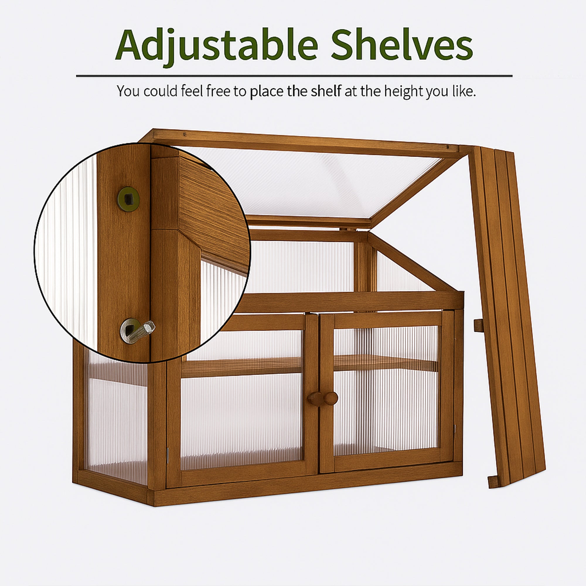 Kinto - Mini Serra 90x70x37 cm per Interno ed Esterno Porta Piante in Legno di Abete e Policarbonato